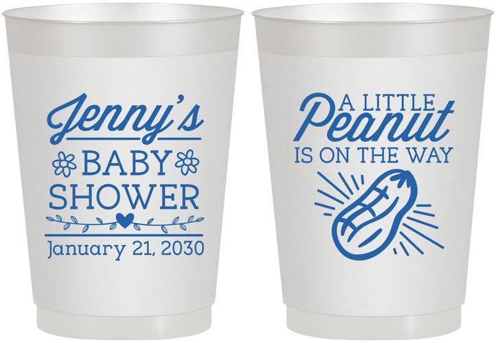 Personalized Baby Shower 10 oz Frosted Cups - Peanut On The Way | 90025