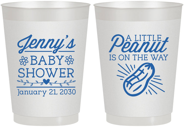 Personalized Baby Shower 10 oz Frosted Cups - Peanut On The Way | 90025