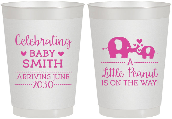Personalized Baby Shower 10 oz Frosted Cups - Peanut On The Way | 90027