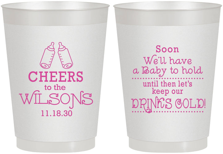 Personalized Baby Shower 10 oz Frosted Cups - Cheers Bottle | 90031