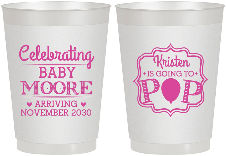 Personalized Baby Shower 10 oz Frosted Cups - Going To Pop | 90040