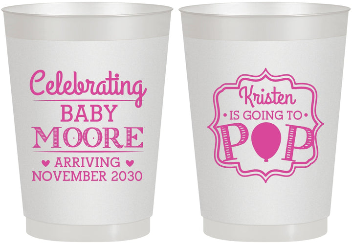 Personalized Baby Shower 10 oz Frosted Cups - Going To Pop | 90040