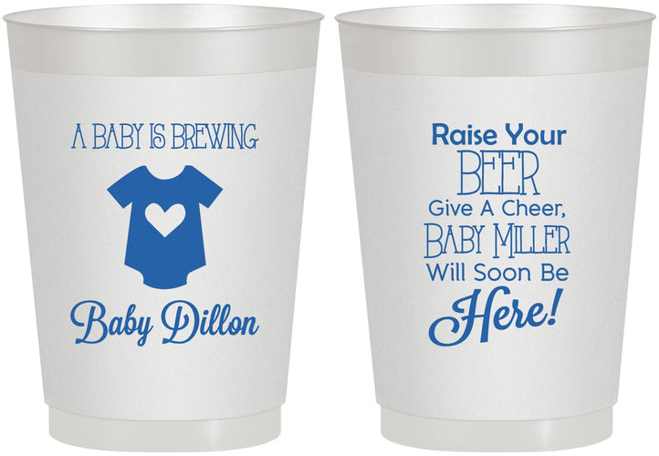 Personalized Baby Shower 10 oz Frosted Cups - Baby Is Brewing | 90041