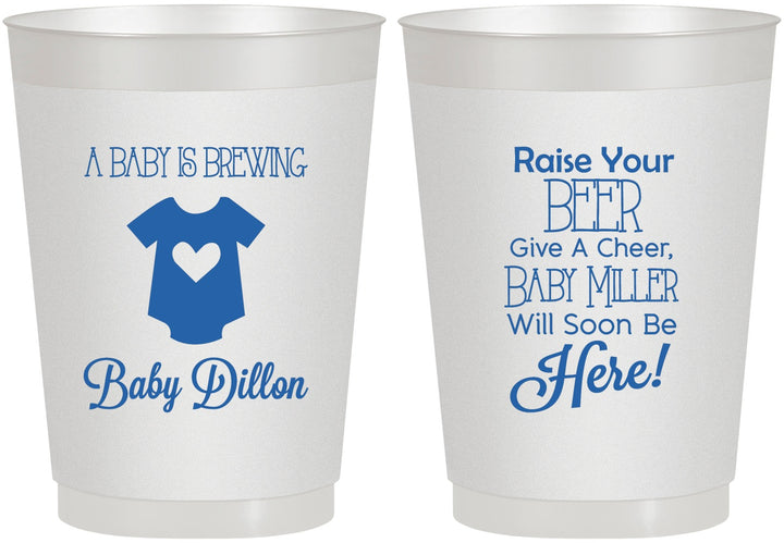 Personalized Baby Shower 10 oz Frosted Cups - Baby Is Brewing | 90041