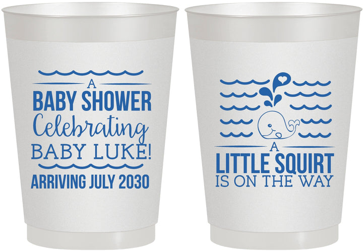 Personalized Baby Shower 10 oz Frosted Cups - Little Squirt On The Way | 90043