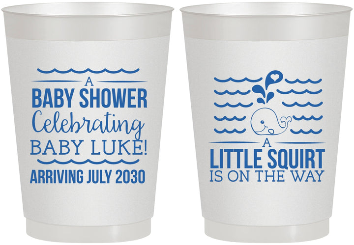 Personalized Baby Shower 10 oz Frosted Cups - Little Squirt On The Way | 90043