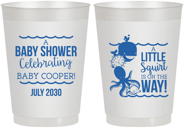 Personalized Baby Shower 10 oz Frosted Cups - Little Squirt On The Way | 90045
