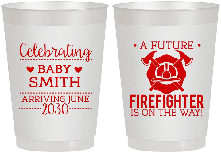 Personalized Baby Shower 10 oz Frosted Cups - Future Firefighter | 90048