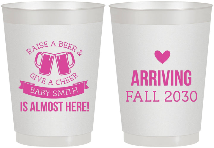 Personalized Baby Shower 10 oz Frosted Cups - Raise A Beer | 90049
