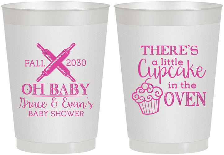 Personalized Baby Shower 10 oz Frosted Cups - Cupcake In The Oven | 90059