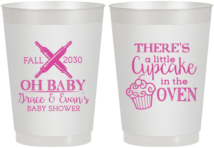 Personalized Baby Shower 10 oz Frosted Cups - Cupcake In The Oven | 90059