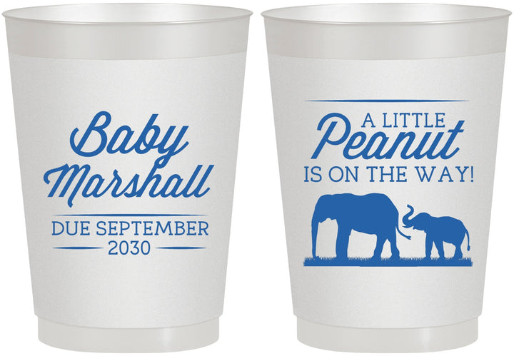 Personalized Baby Shower 10 oz Frosted Cups - Peanut On The Way | 90062
