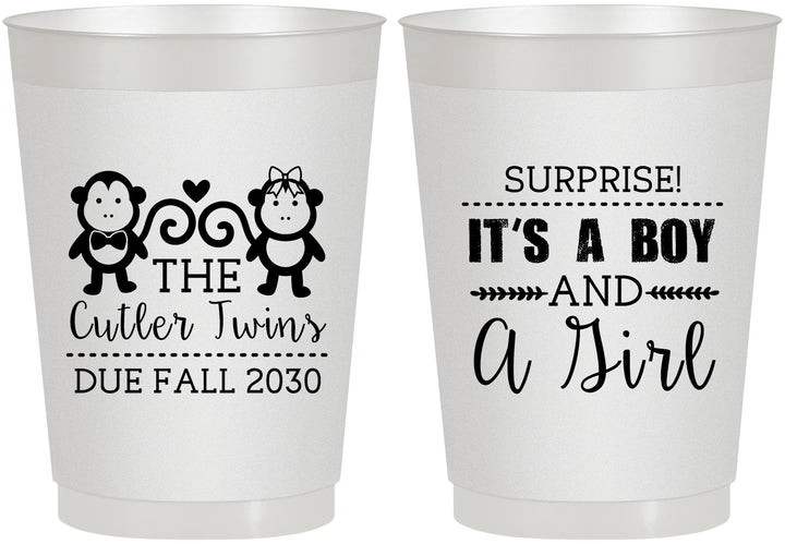 Personalized Baby Shower 10 oz Frosted Cups - Gender Reveal Boy Or Girl | 90063