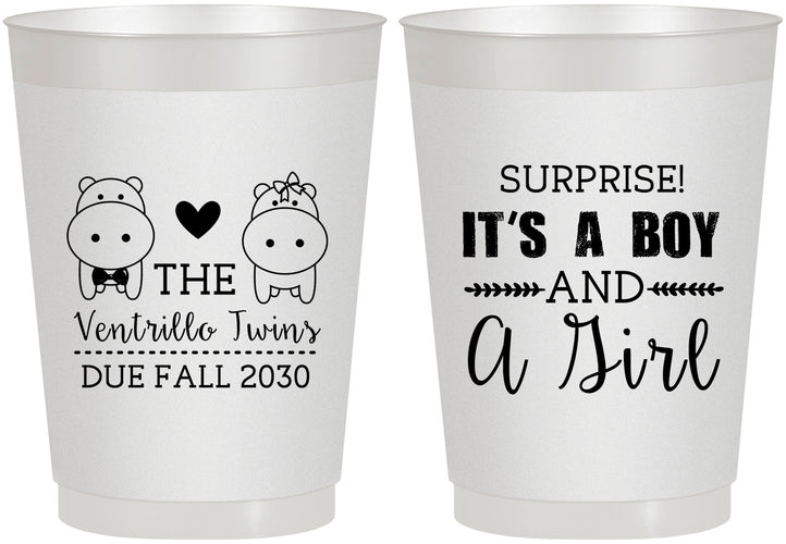 Personalized Baby Shower 10 oz Frosted Cups - Gender Reveal Boy Or Girl | 90064