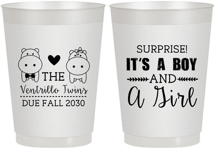 Personalized Baby Shower 10 oz Frosted Cups - Gender Reveal Boy Or Girl | 90064