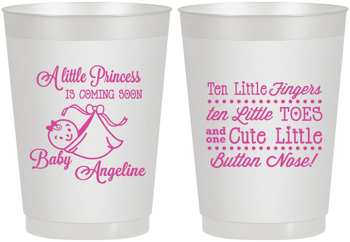 Personalized Baby Shower 10 oz Frosted Cups - Little Princess | 90066