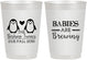 Personalized Baby Shower 10 oz Frosted Cups - Twins Baby Penguins | 90070