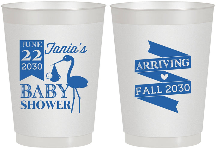 Personalized Baby Shower 10 oz Frosted Cups - Stork | 90073