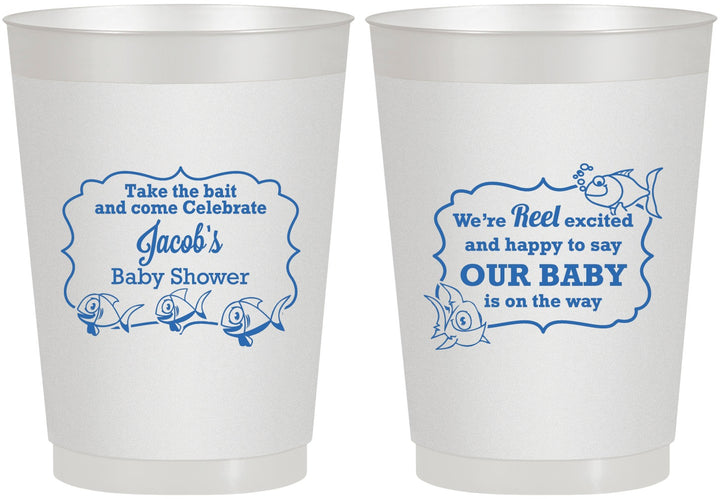 Personalized Baby Shower 10 oz Frosted Cups - Fish | 90075