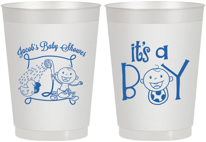 Personalized Baby Shower 10 oz Frosted Cups - It’s A Boy | 90076