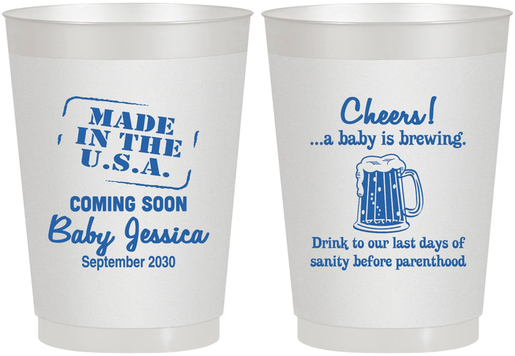 Personalized Baby Shower 10 oz Frosted Cups - Made In The Usa | 90079