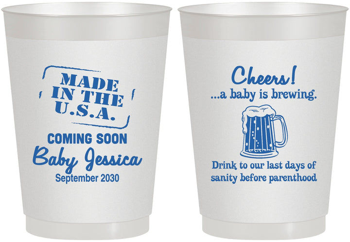 Personalized Baby Shower 10 oz Frosted Cups - Made In The Usa | 90079