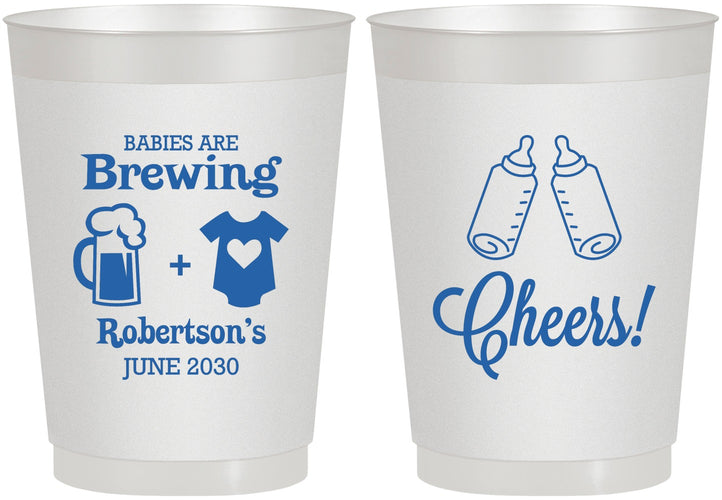 Personalized Baby Shower 10 oz Frosted Cups - Babies Are Brewing | 90080