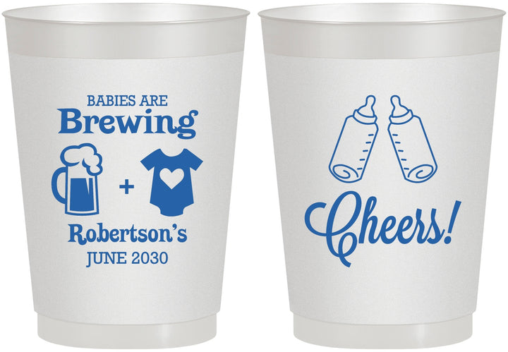 Personalized Baby Shower 10 oz Frosted Cups - Babies Are Brewing | 90080