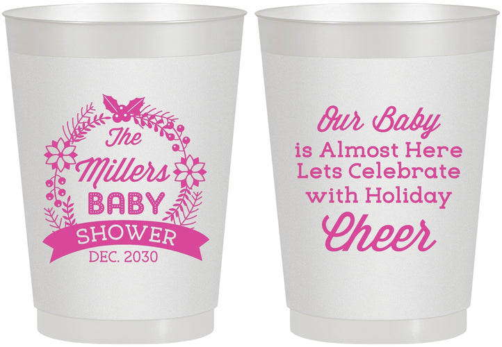 Personalized Baby Shower 10 oz Frosted Cups - Holiday | 90086