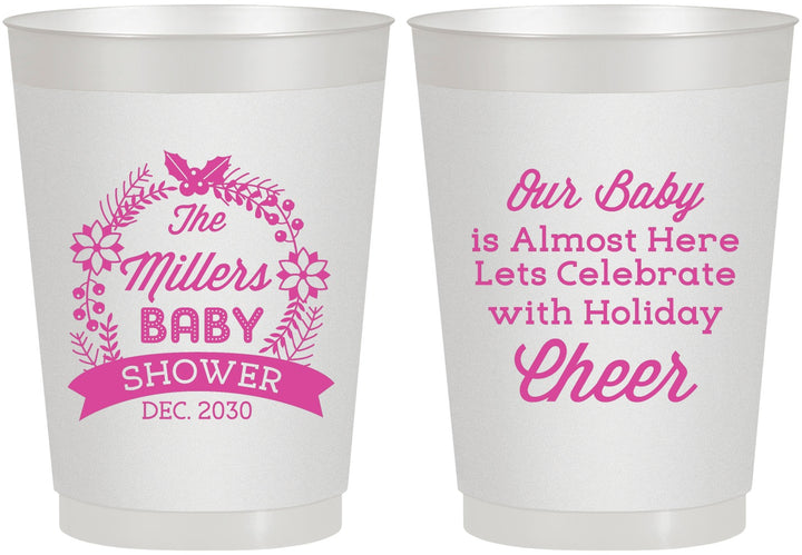 Personalized Baby Shower 10 oz Frosted Cups - Holiday | 90086