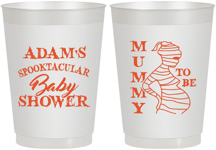Personalized Baby Shower 10 oz Frosted Cups - Mummy To Be Halloween | 90087