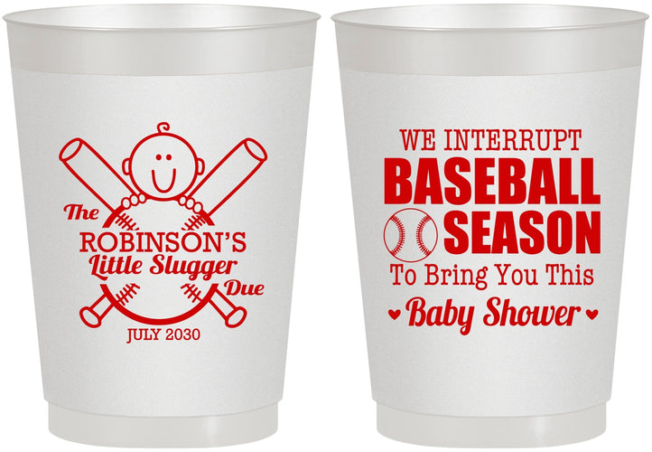 Personalized Baby Shower 10 oz Frosted Cups - Baseball | 90090