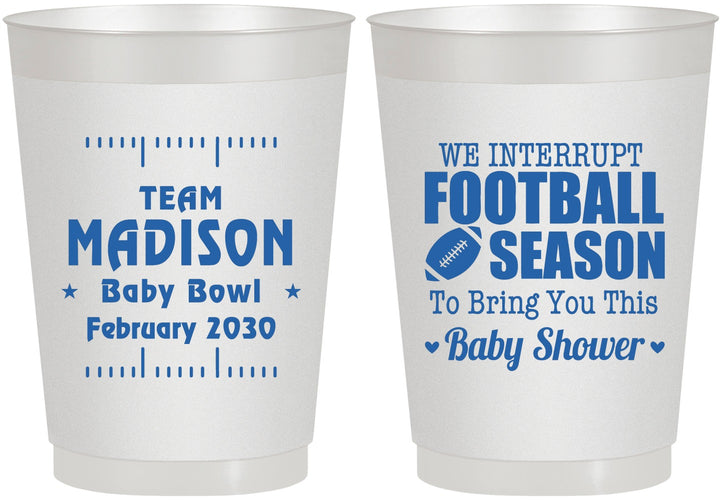 Personalized Baby Shower 10 oz Frosted Cups - Football | 90091