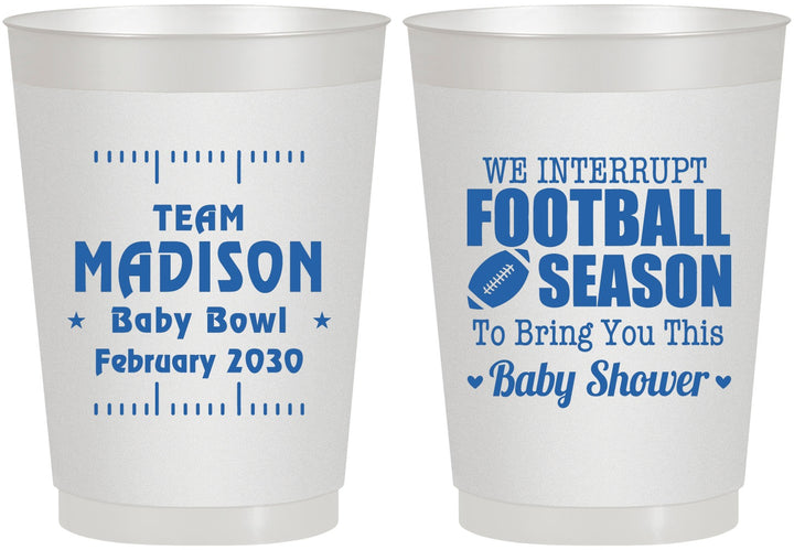 Personalized Baby Shower 10 oz Frosted Cups - Football | 90091