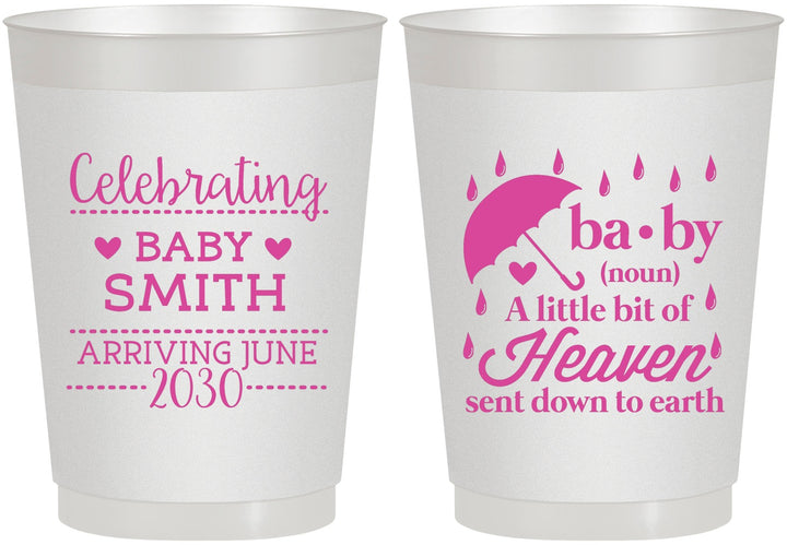 Personalized Baby Shower 10 oz Frosted Cups - Little Bit Of Heaven | 90095