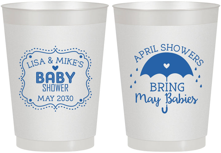 Personalized Baby Shower 10 oz Frosted Cups - April Showers May Babies | 90096