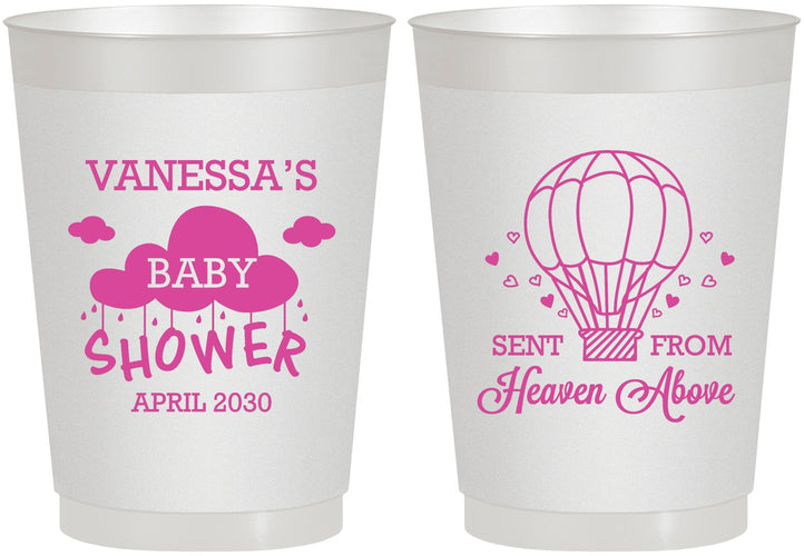 Personalized Baby Shower 10 oz Frosted Cups - Hot Air Balloon | 90097