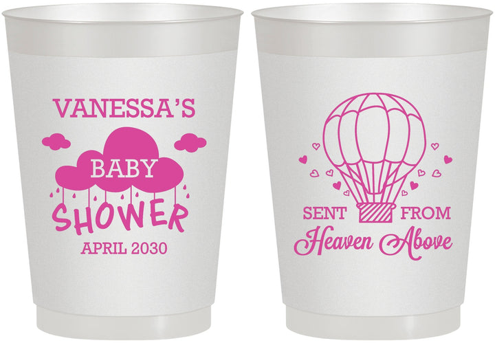 Personalized Baby Shower 10 oz Frosted Cups - Hot Air Balloon | 90097