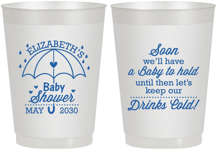 Personalized Baby Shower 10 oz Frosted Cups - April Showers May Babies | 90098