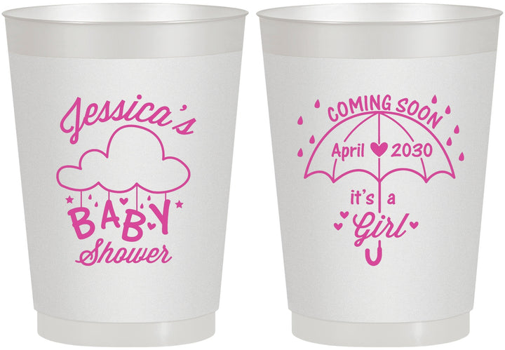 Personalized Baby Shower 10 oz Frosted Cups - April Showers May Babies | 90099