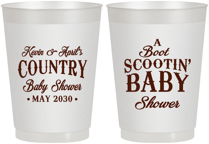 Personalized Baby Shower 10 oz Frosted Cups - Boot Scootin | 90100