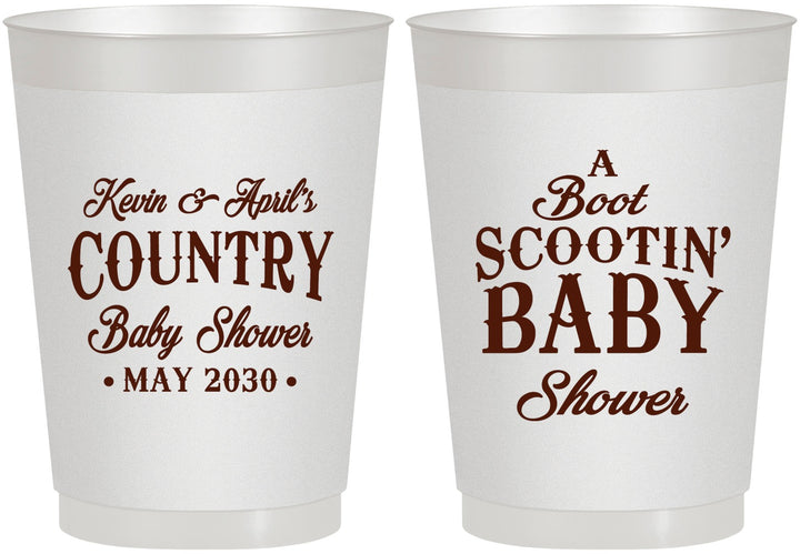 Personalized Baby Shower 10 oz Frosted Cups - Boot Scootin | 90100