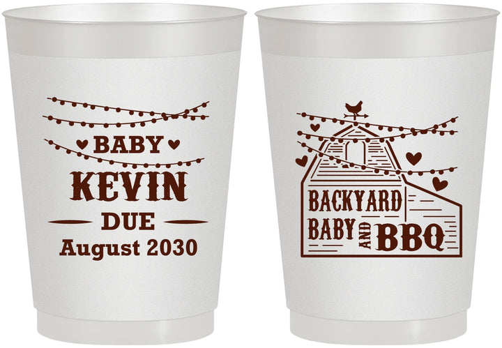 Personalized Baby Shower 10 oz Frosted Cups - Baby And Bbq | 90101