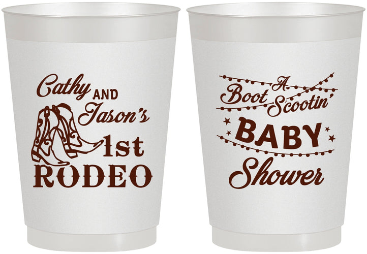 Personalized Baby Shower 10 oz Frosted Cups - Rodeo Boot Scootin | 90103