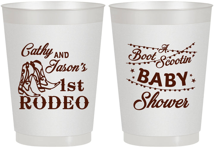 Personalized Baby Shower 10 oz Frosted Cups - Rodeo Boot Scootin | 90103