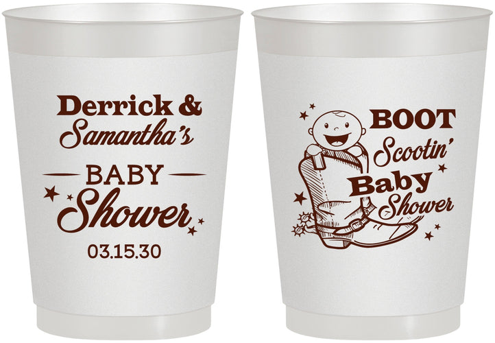 Personalized Baby Shower 10 oz Frosted Cups - Boot Scootin | 90106