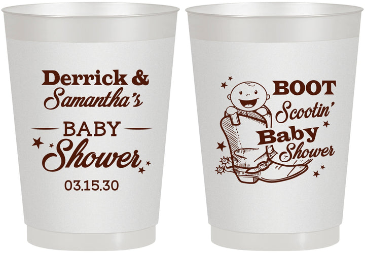 Personalized Baby Shower 10 oz Frosted Cups - Boot Scootin | 90106