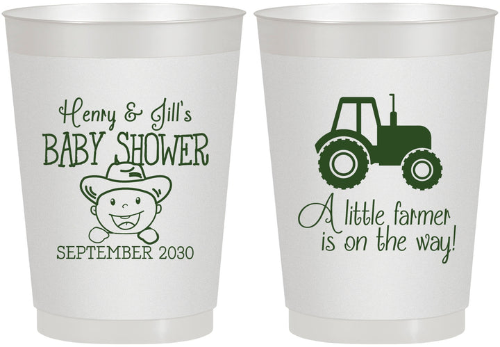 Personalized Baby Shower 10 oz Frosted Cups - Little Farmer | 90108