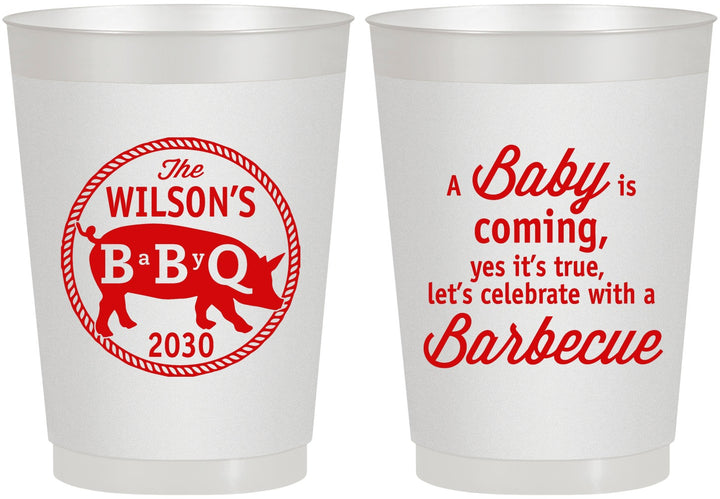 Personalized Baby Shower 10 oz Frosted Cups - Bbq | 90110
