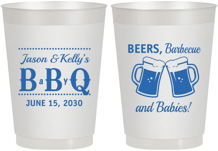 Personalized Baby Shower 10 oz Frosted Cups - Beers Bbq Babies | 90111